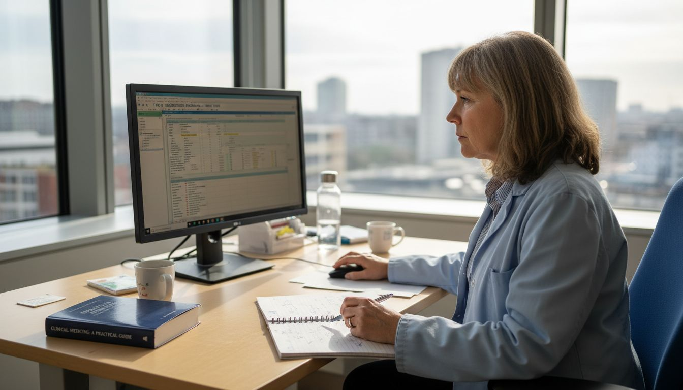 Clinician reviewing diagnostic patient records