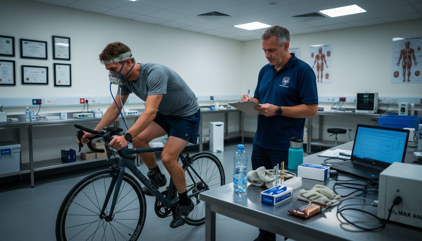 Athlete undergoing metabolic testing in sports lab