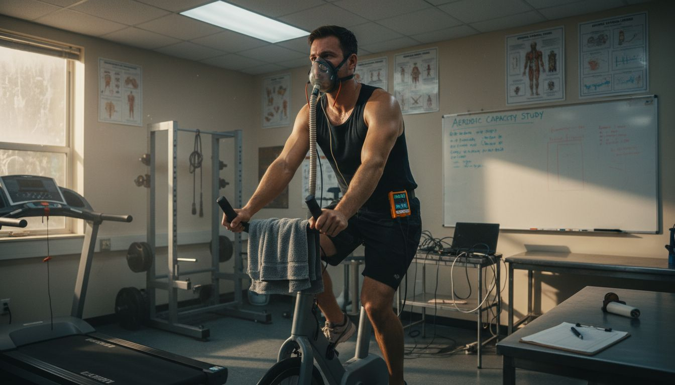 Athlete undergoing metabolic marker testing in lab