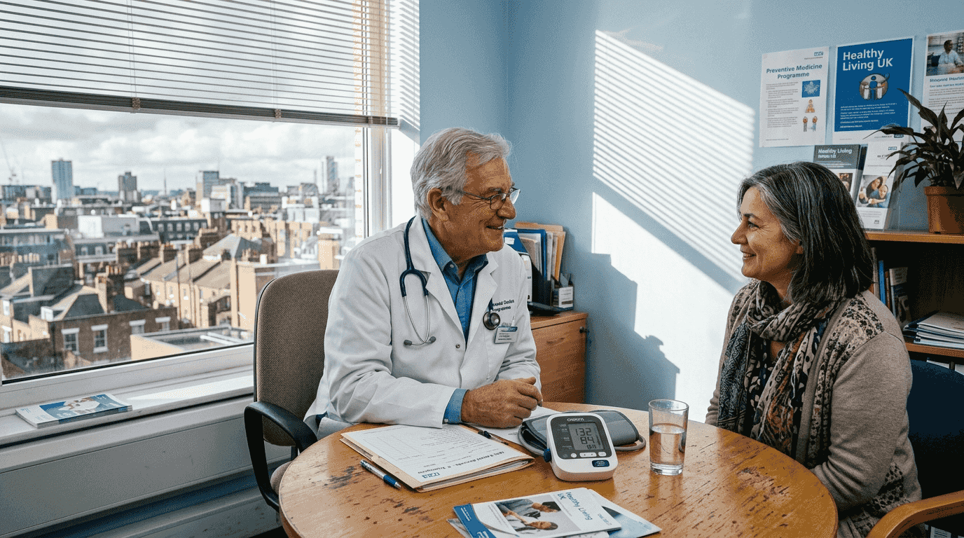 Doctor and patient discussing health longevity