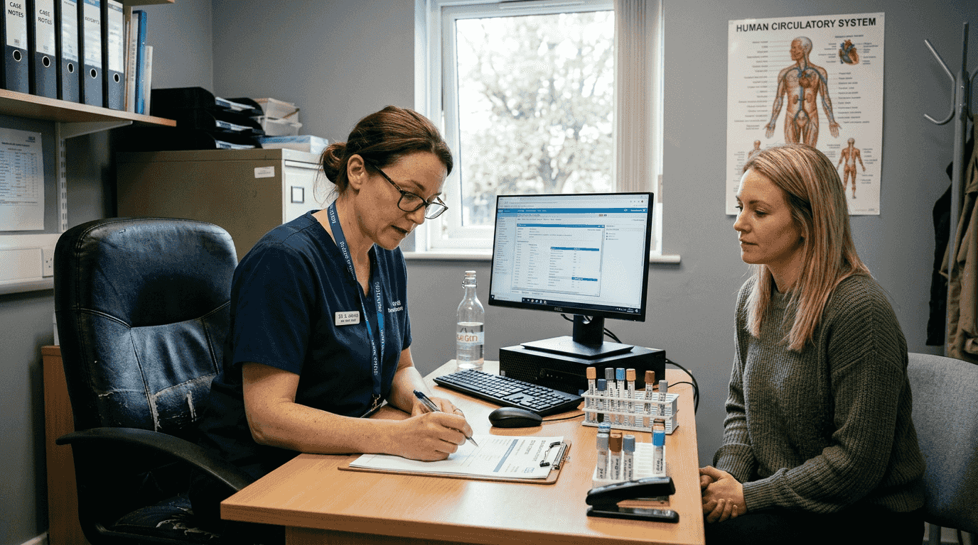 Clinician discussing biomarker results with patient