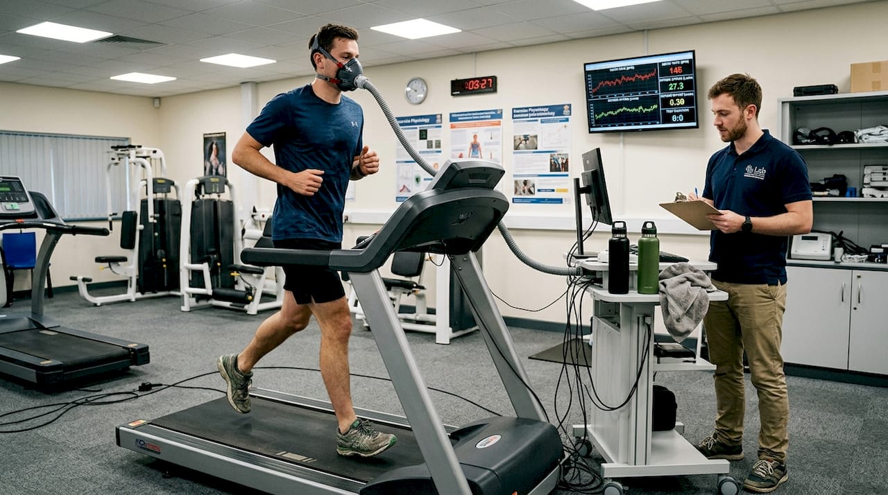 Athlete doing VO2max test on treadmill