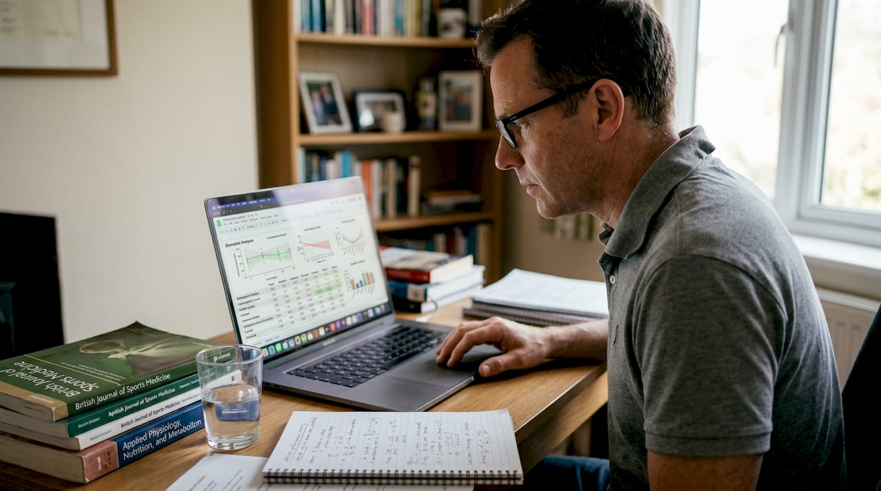 Sports scientist reviewing biomarker data