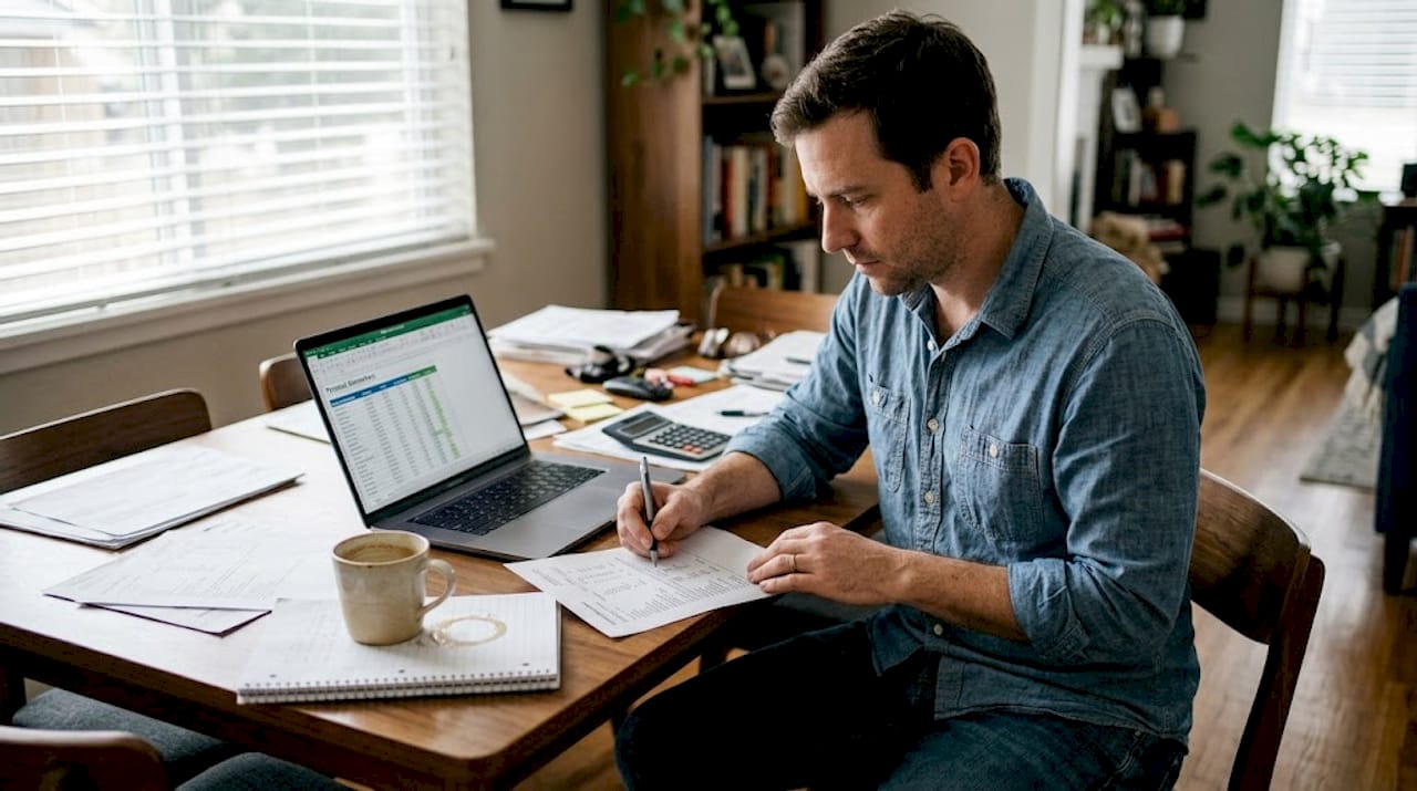 Man reviews metabolic lab results at home